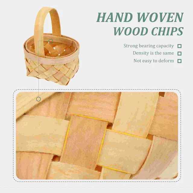 Kosár Mini Szövött Virágkosarak Piknik Fonott Ajándék Fa Tároló Fogantyú Esküvői Miniatűr Rusztikus Rattan Babaktár Cukorkás Lógás - Image 5