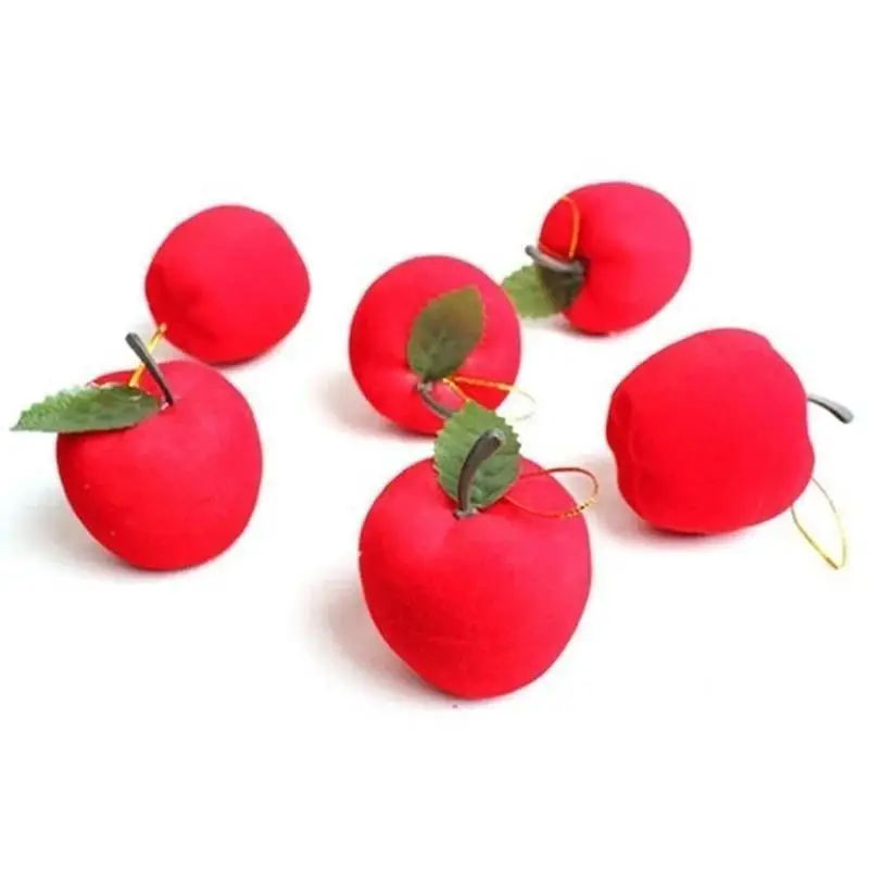 12Pcs Christmas Red Apples Christmas Day Decoration Supplies Creative RedApple Pendants Home HolidayParty Christmas Tree Decor