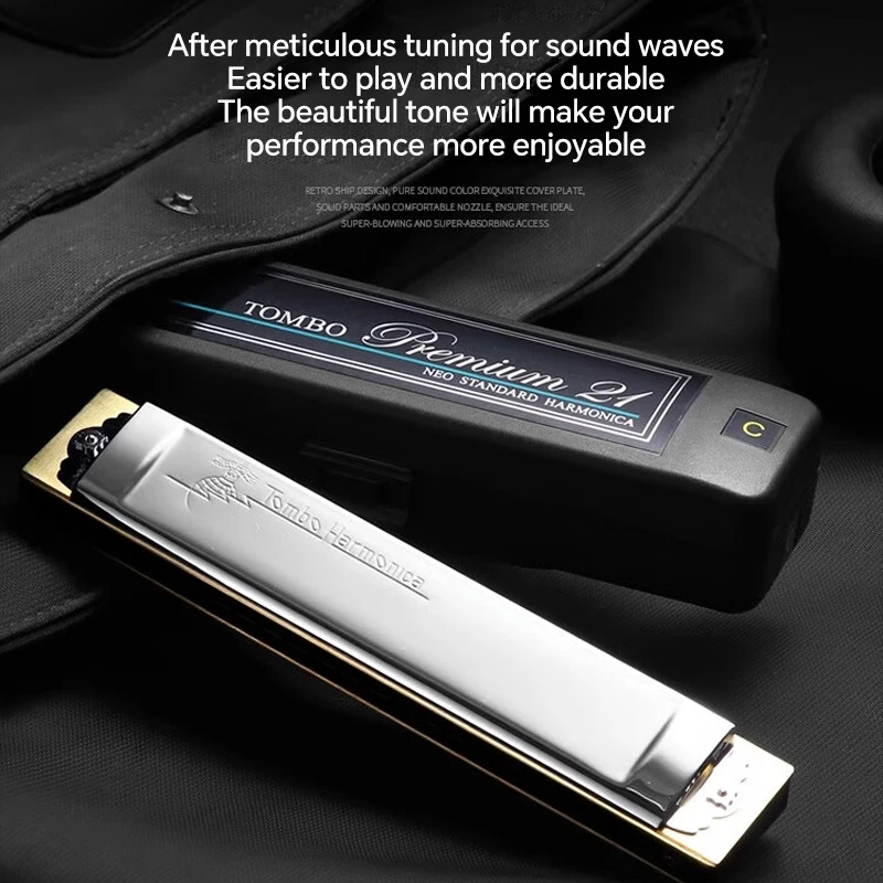TOMBO 3521 Tremolo Harmonica Polyphony Diatonic C Key 21 Hole Profession Harmonica Beginners Kids Aldults Tremolo
