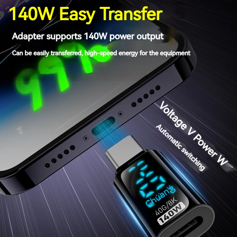 140W Digital Display USB4.0 40Gbps Type-C OTG Adapter 8K@60Hz Vedio USB-C Cable Fast Charge Converter For Notebook Macbook Phone otg adapter usb to type c adapter type c adapter