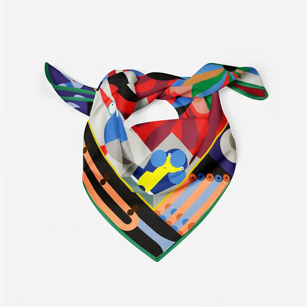 53cm Silk Square Scarf Women Satin Bandana Print Scarves Head Band Fashion Lady Hair Shawl Wrap Female Neckerchief Hijab 4