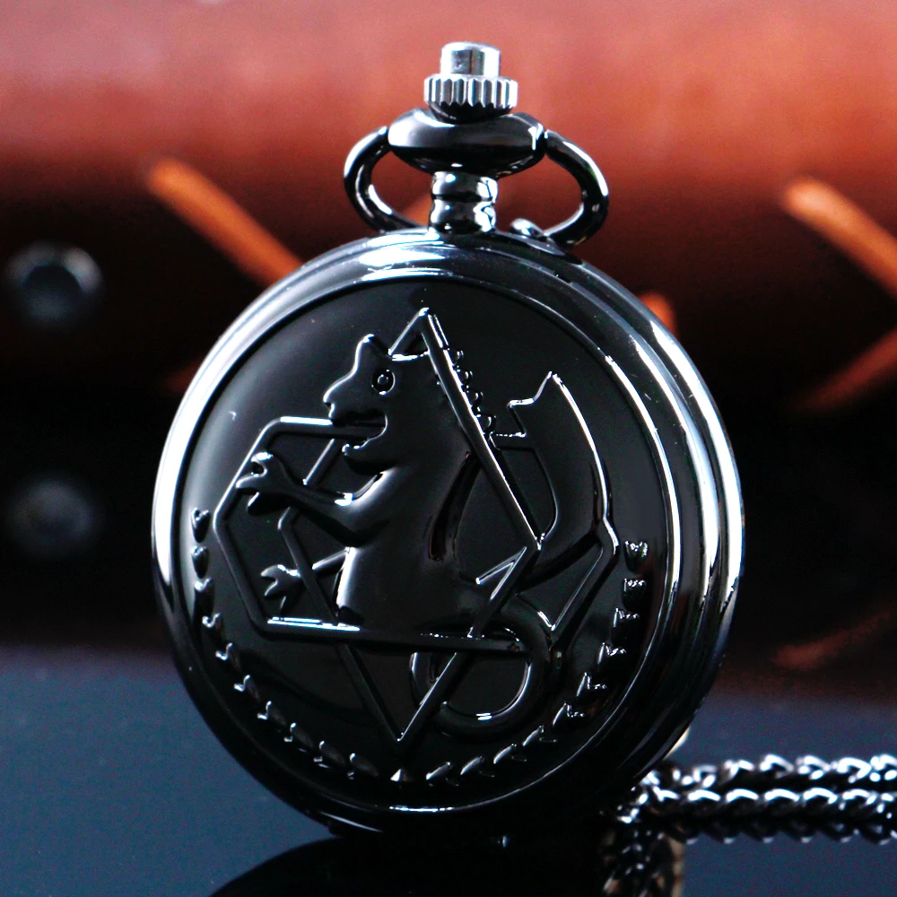 

High Quality Full Metal Alchemist Pocket Watch Men Women Watches Quartz Anime Necklace Children Boy Luxury Gifts