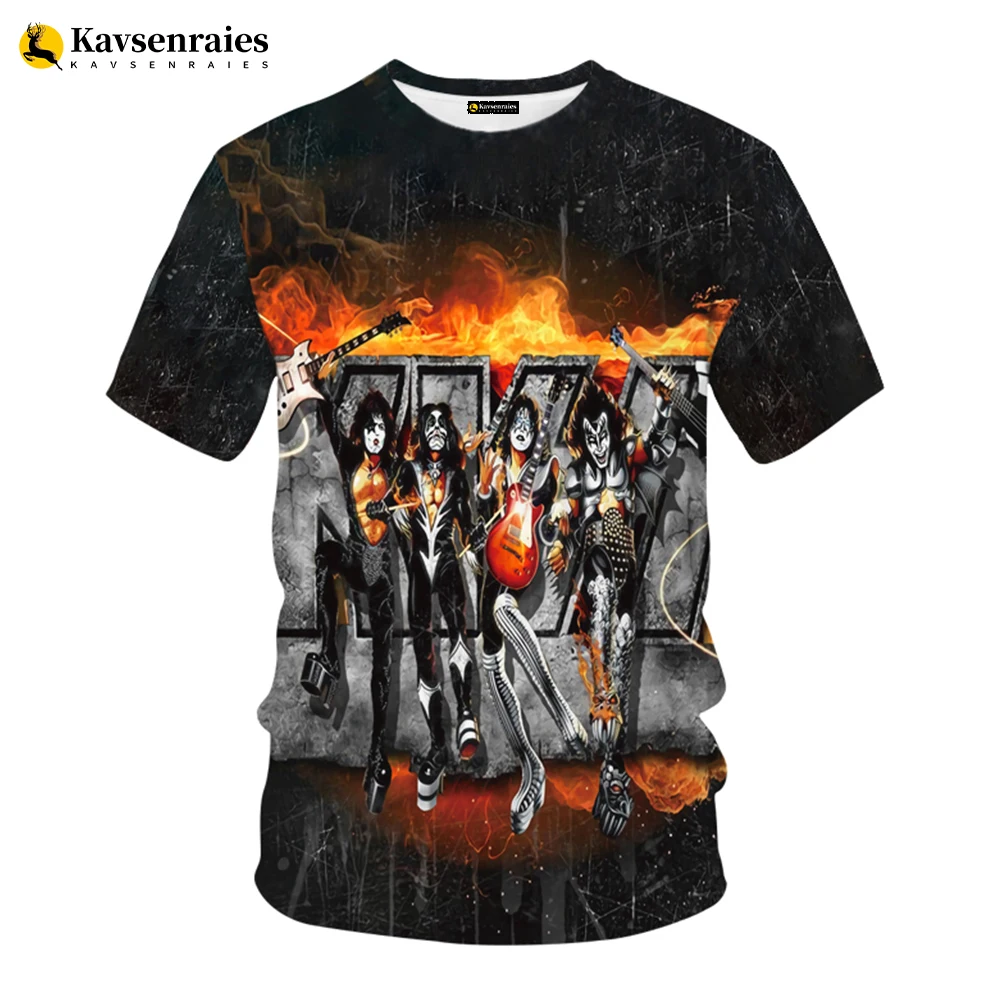 

Футболка с 3D-принтом Kiss Band, модная повседневная Уличная одежда для мужчин и женщин, с коротким рукавом, в стиле хип-хоп, рок, Одежда большого размера, крутые Топы