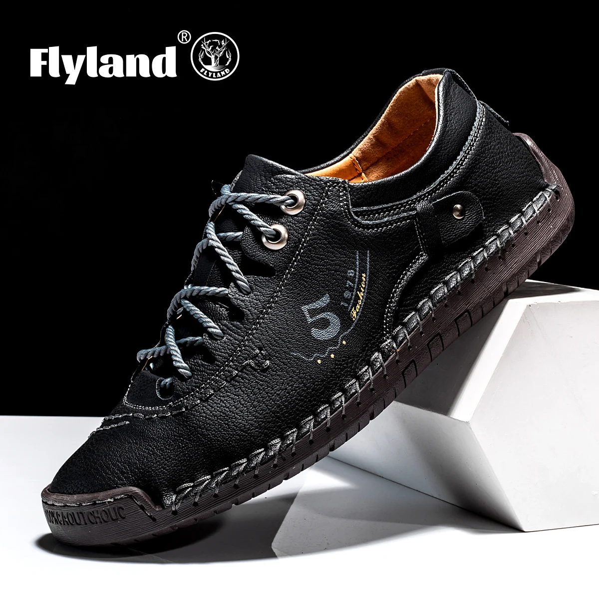 FLYLAND Classical Men's Leather Loafers Vintage Hand Stitching Oxfords Chukka Boots Ankle Boots Casual Daily Work Office Shoes 4