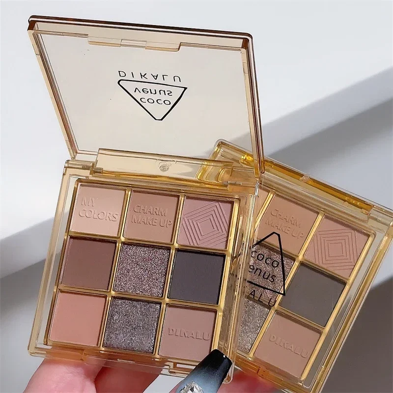 9 Color Punk Smoky Brown Black Eyeshadow Makeup Pallete Matte Chocolate Brown Eye Shadow Palette Shimmer Shiny Eyeshadow Palette