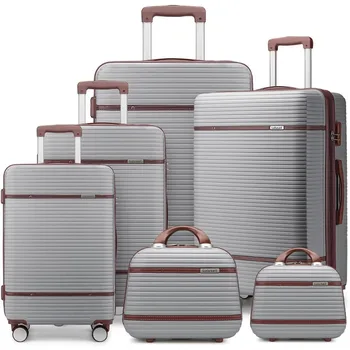 Luggage Sets 6 Piece with two Cosmetic Case, Expandable(Only 28 & 24") Hardside Luggage with 360° Spinner Wheels, Durable Luggag 1