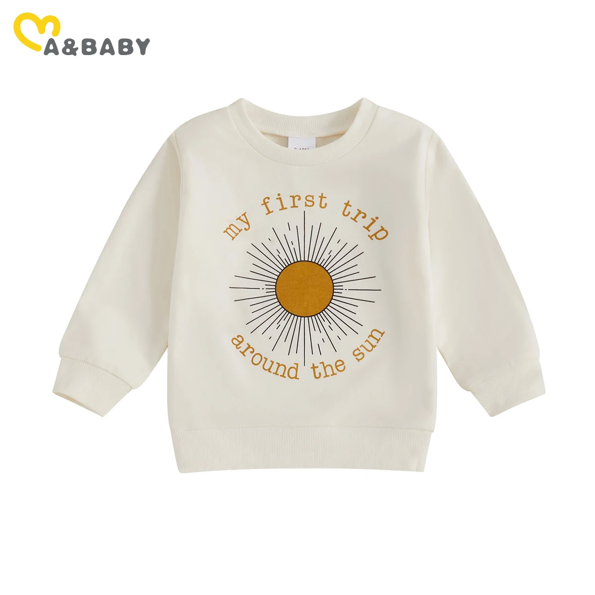 ma&baby 6-18M Newborn Infant Baby Boy Girl T-shirt 1st Birthday Clothing Letter Sun Pattern Long Sleeve Fall Spring Tops