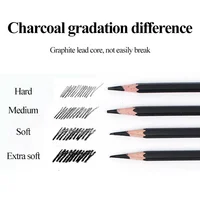Marie's Sketch Charcoal Pencil 10Pcs Soft / Medium/Hard/ Extra-soft Drawing Pencils Set Carbon Pencils for Kit Sketching Shading 4