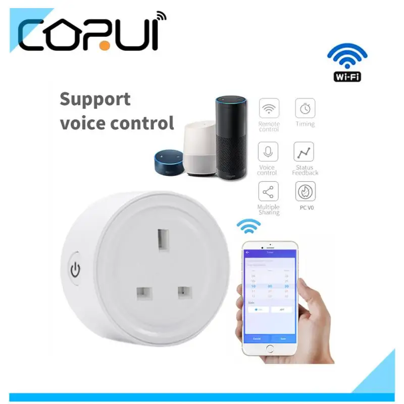 

CORUI WiFi Smart Socket UK Plug EWeLink App Remote Control Support Alexa Google Home Assistant Voice Control Timing Function