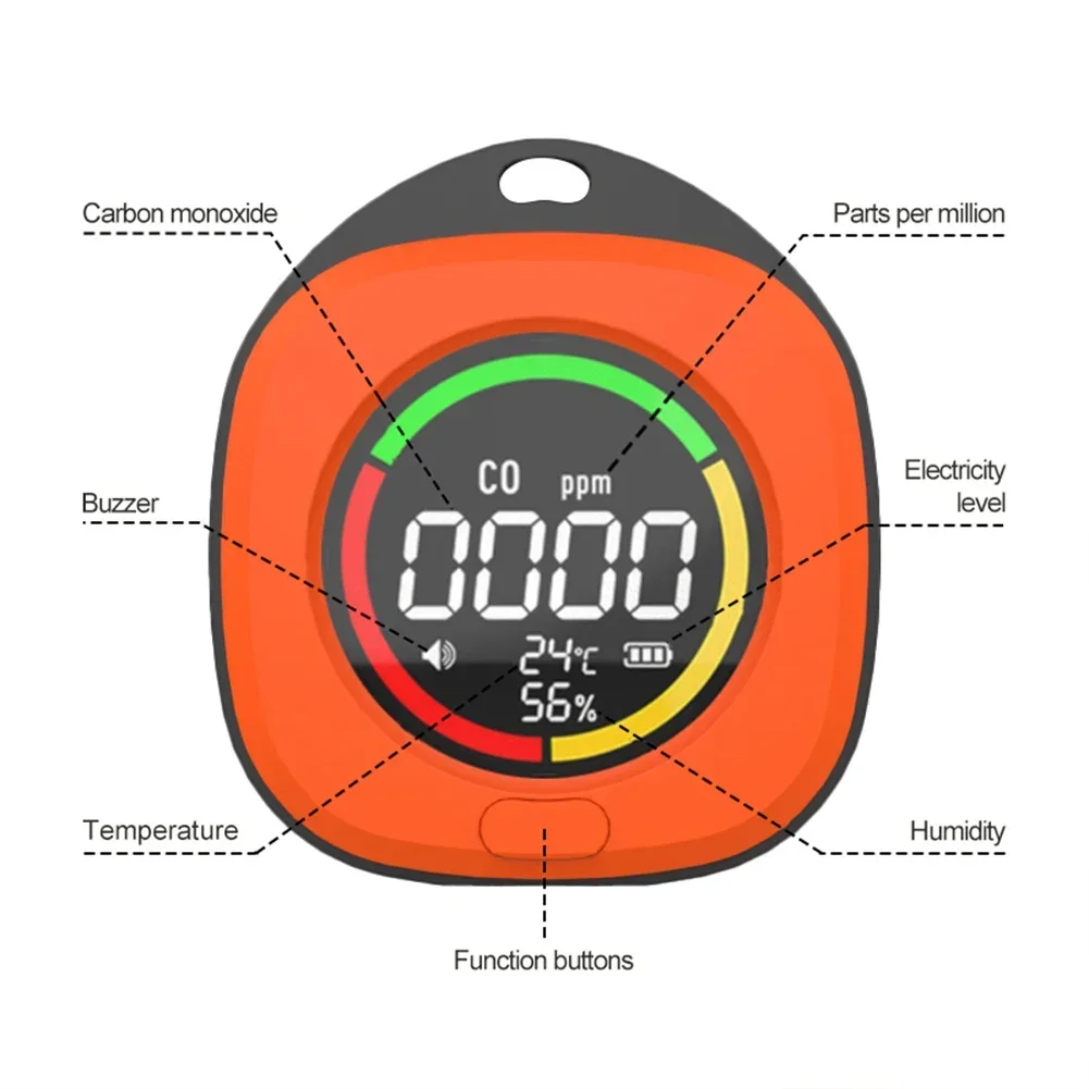 3 In 1 Carbon Monoxide Detector HD LCD Display CO Air Quality Monitor CO Detector Alarm Temp Humidity Sensor