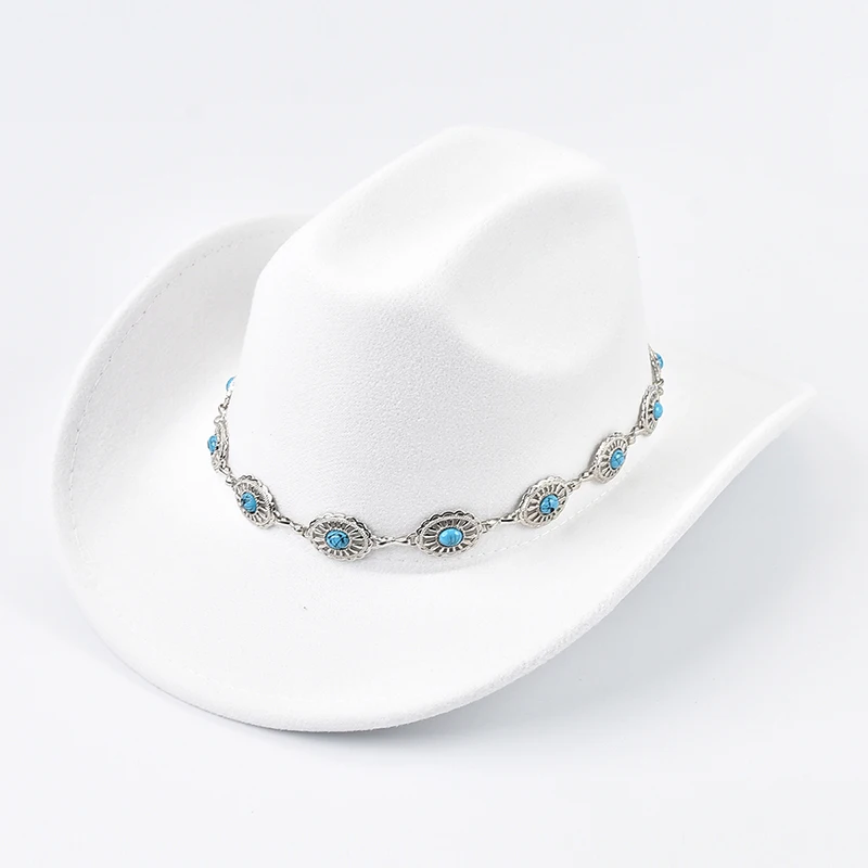New Roll Up Brim Western Style Cowgirl Hat Fashions Lady Felt Jazz Hats Women Girls Party Cowboy Hat Sombrero Hombre