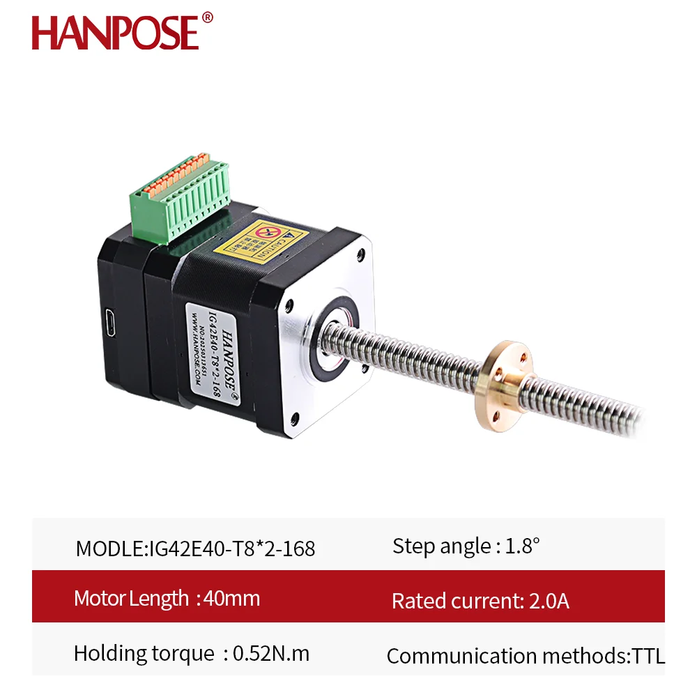 NEMA17 NEMA23 IG42E40-T8 폐쇄 루프 드라이브 통합 사다리꼴 나사 모터 Modbus RS485 통신 TTL 통신 T8