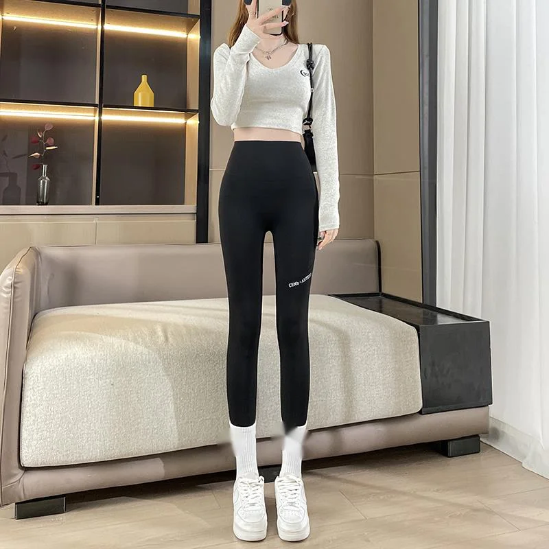 #Shark skin leggings for outer wear, 2024 high waist, abdominal compression, hip lifting, slimming, spring and autumn_voghion.com