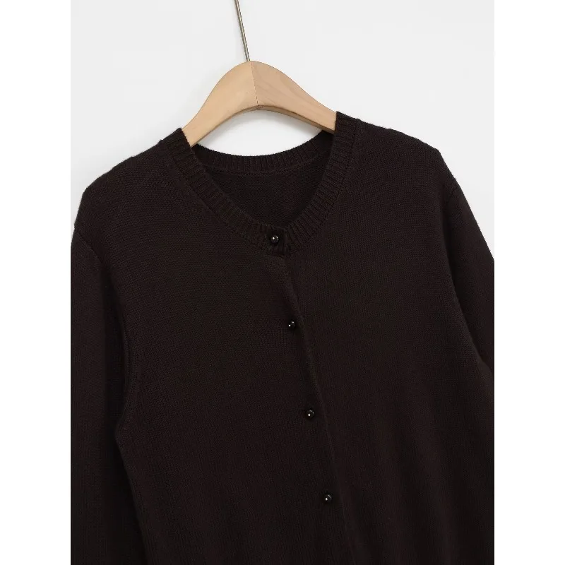 Cardigans For Women Sweater Brown Elegant Outerwears Knit Cardigan Cozy Sweaters Woman Vest Knitwear Femmes Y2K Top Crop - 3