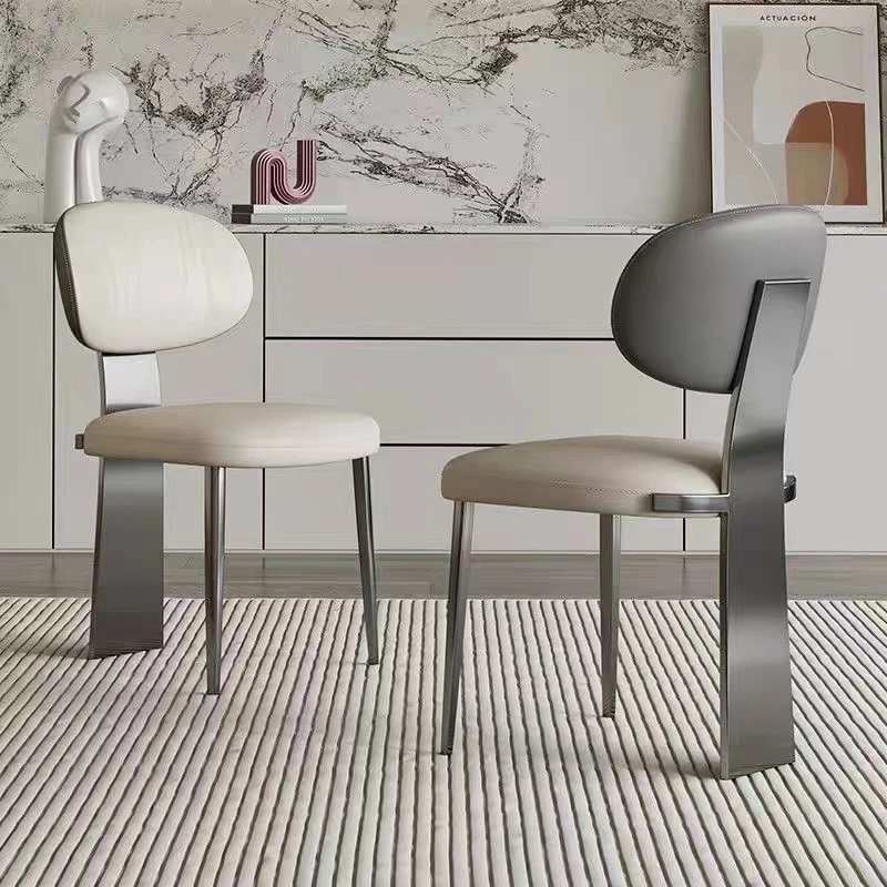 

Cushion Leather Dining Chair Ergonomic Apartment Designer Steel Dining Chair Minimalist Relax Cadeiras De Jantar Home Furnitures