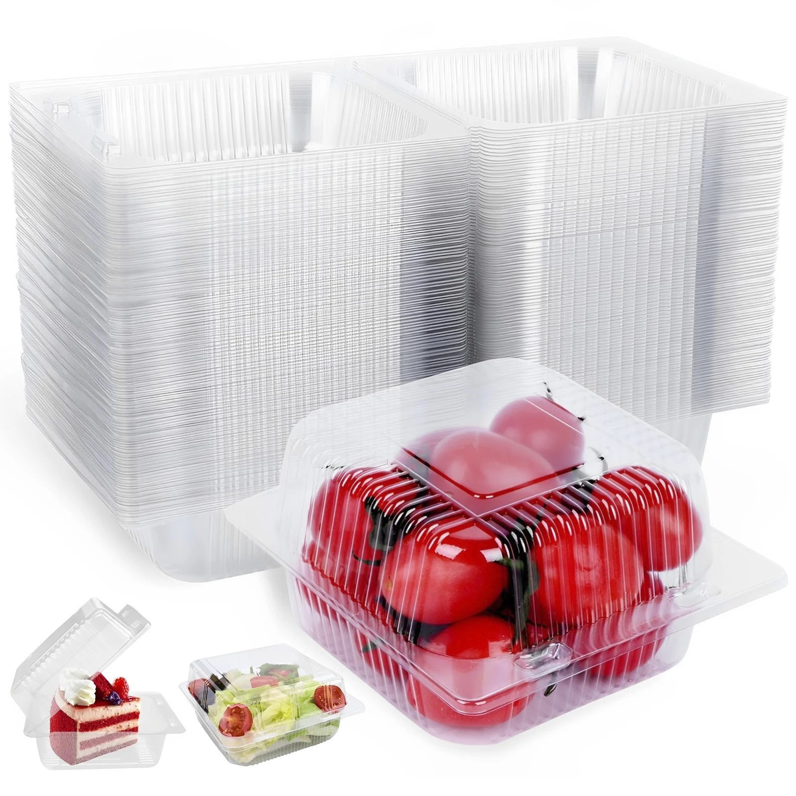 Cake Slice Boxes Single Dessert Box Cupcake Slice Container with Lid Stackable Clear Square Stackable Cupcake 100Pcs disposable containers food storage containers baking cake box