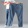 Extra Large 56,54 Oversize Jeans Big Size Men Trouser Plus Size Pants Men Loose Straight Spring Autumn Thin Elastic Father Pants 1