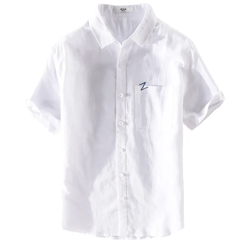 Summer Men's Casual Fashion Cotton Linen Fresh Versatile Linen Shirt