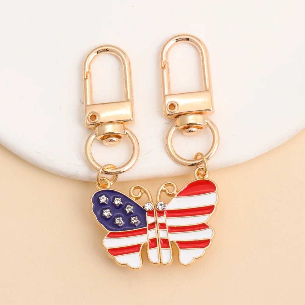 1Set Beste Freundin Schlüssel kette Schmetterling Herz Magnetische Schlüsselbund Souvenir Geschenk Für Frauen Männer Handtasche Zubehör Auto Hängen Schmuck – Detail 12