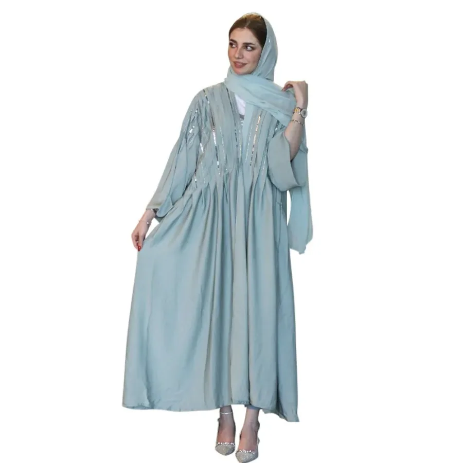 Middle Eastern Robe New Style Sequin Diamond Fashion Open Abaya Muslim Long Sleeves Cardigan without headscarf
