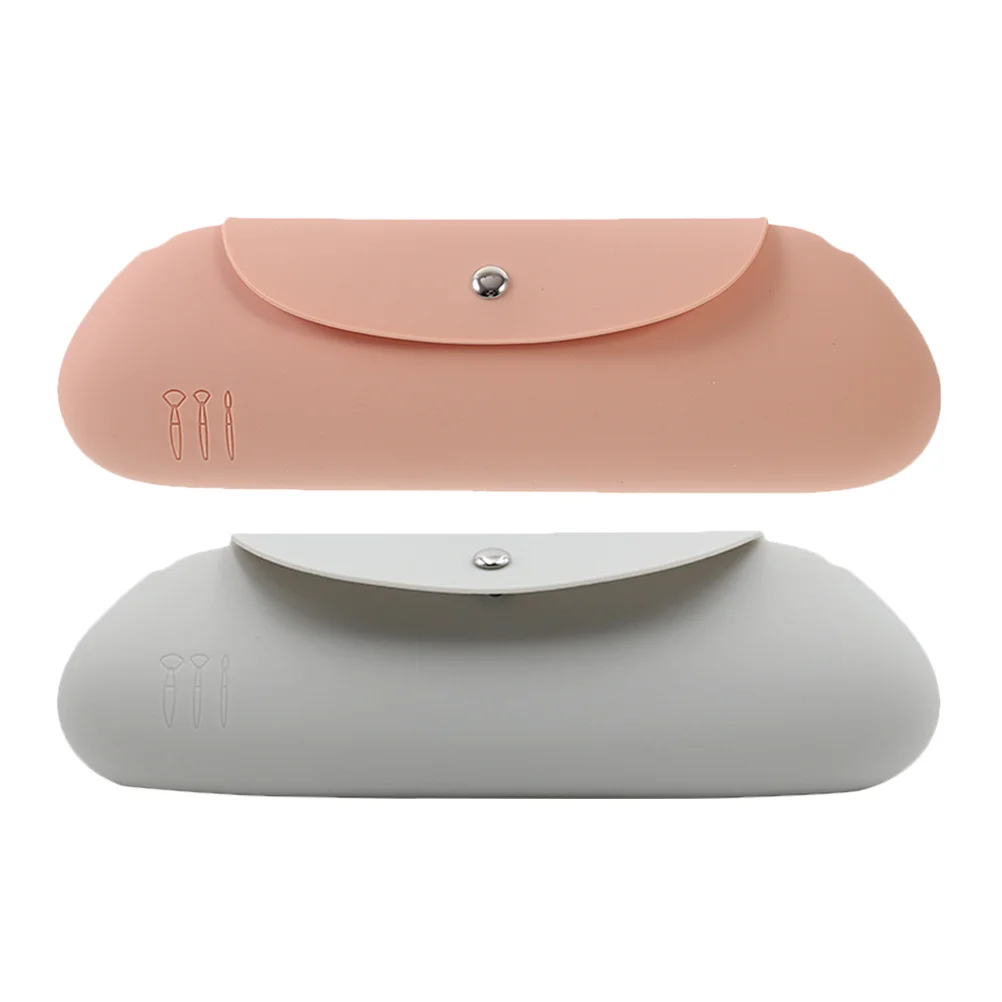 

2 pcs Travel Makeup Brush Bag Women Makeup Brush Pouch Silicone Makeup Tools Storage Case
