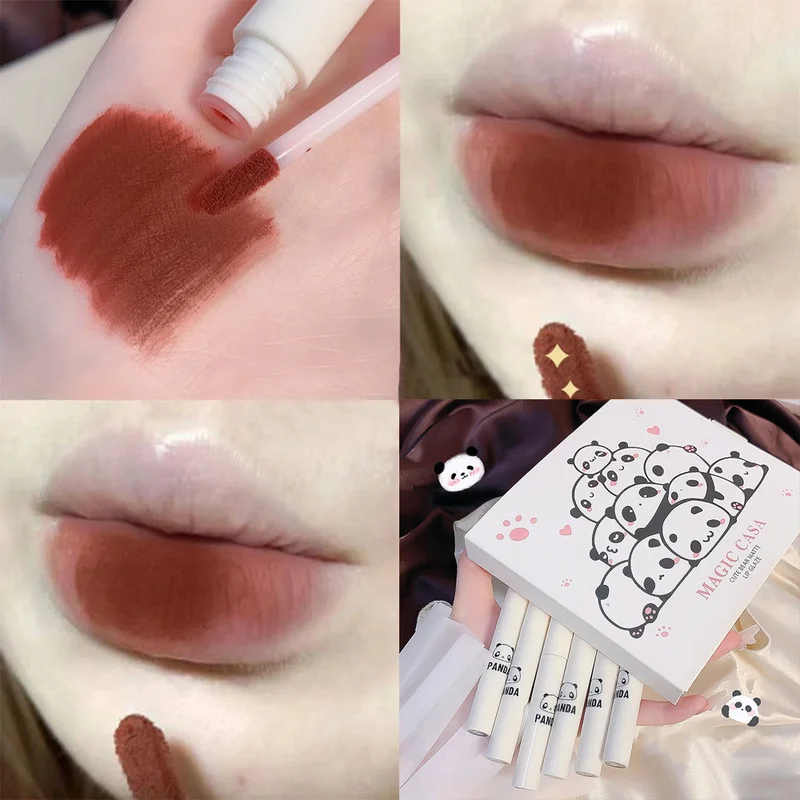 

2022 New Velvet Lip Gloss Cute Bear Long-lasting Matte Not Dry Waterproof Lip Glaze Red Lip Tint Korean Makeup Cosmetic 6PCS/Set