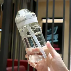 Portable Multicolor Sports Water Bottle with Straw, 500/650ML Capacity - 650ML (White)