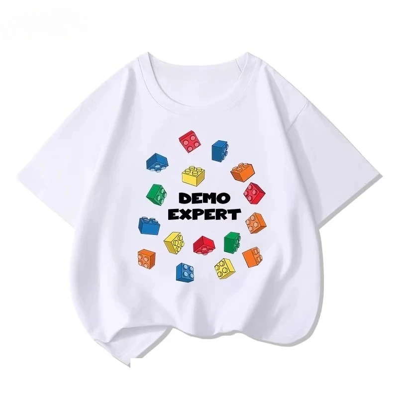 Lego educational cartoon print summer boys and girls 100% cotton short sleeved T-shirt