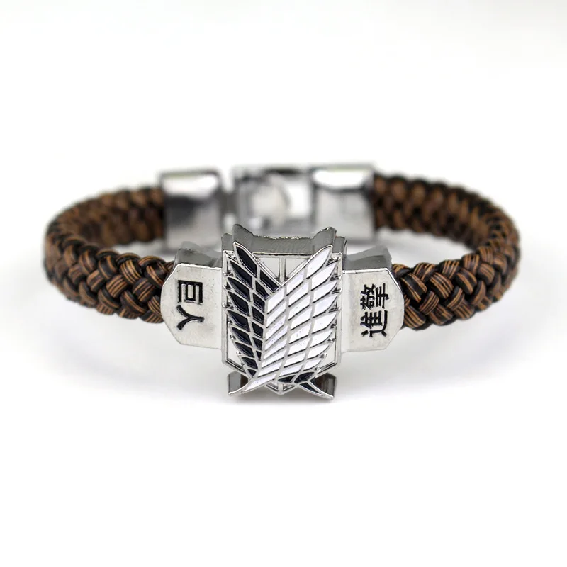 Attack Giant Wings of Freedom Bracelet Investigation Corps Emblem Leather Rope Weaving Bracelet anime bracelet