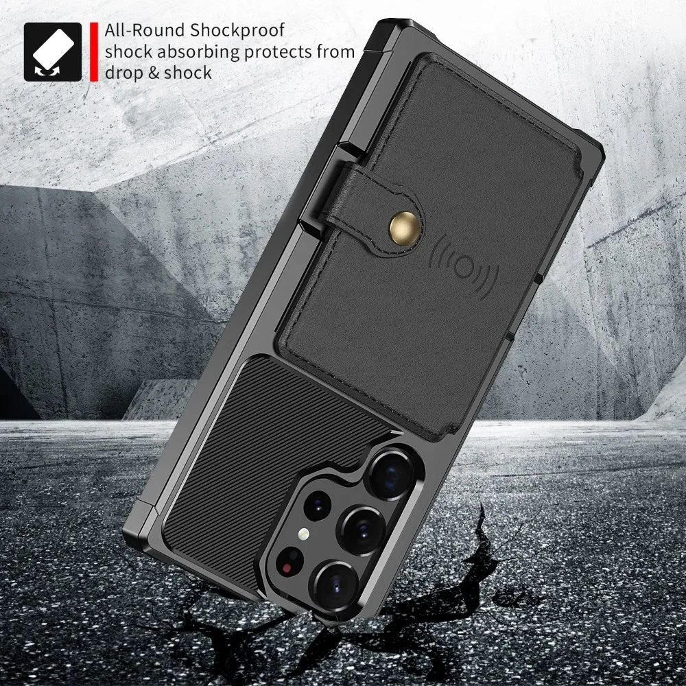 Shockproof Cover For Samsung Galaxy S20 S21 S22 S23 S24 Ultra S9 S10 Plus S10E S23FE Note 20 Ultra Card Slot Wallet Leather Case