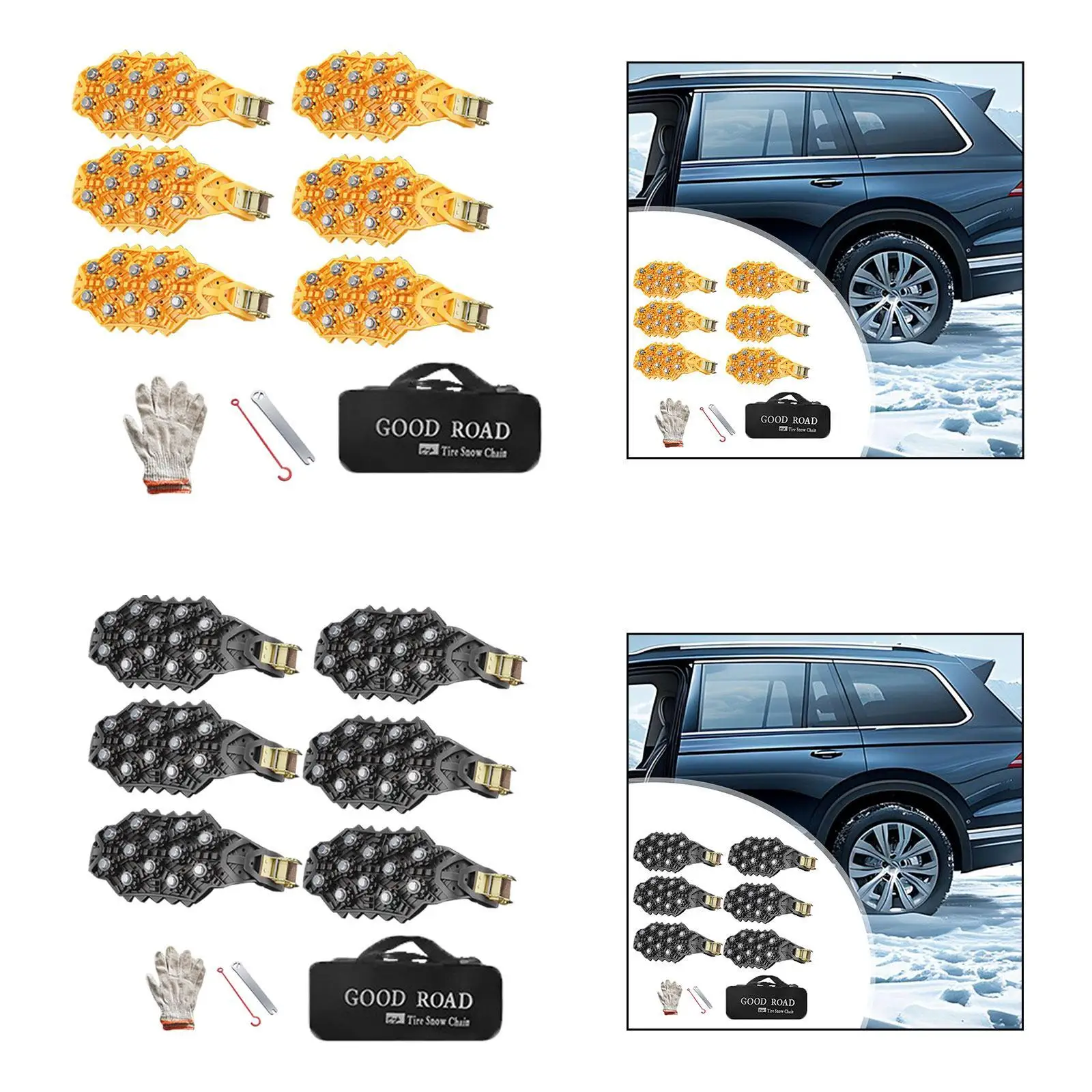 6x Snow Chains Trucks Mud Chain Sedans Outdoor Sports Anti Slip Tire Chains