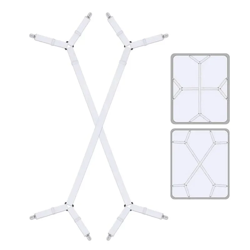 2pcs Adjustable Triangle Elastic Suspenders Gripper Holder Straps Clip for Bed Sheets Mattress Covers Sofa Cushion Band Belt 1