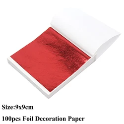 100pcs Multicolor Metallic Foil Sheets for DIY Art and Craft Projects (Red)
