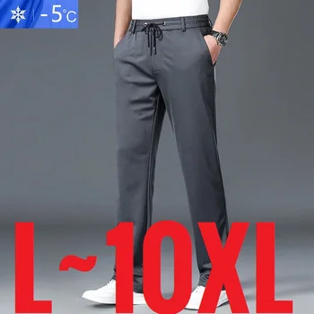 Pantaloni casual estivi da uomo di grandi dimensioni 10XL Pantaloni dritti in vita elastica da uomo classici da ufficio più grande tasca con cerniera elasticizzata 1