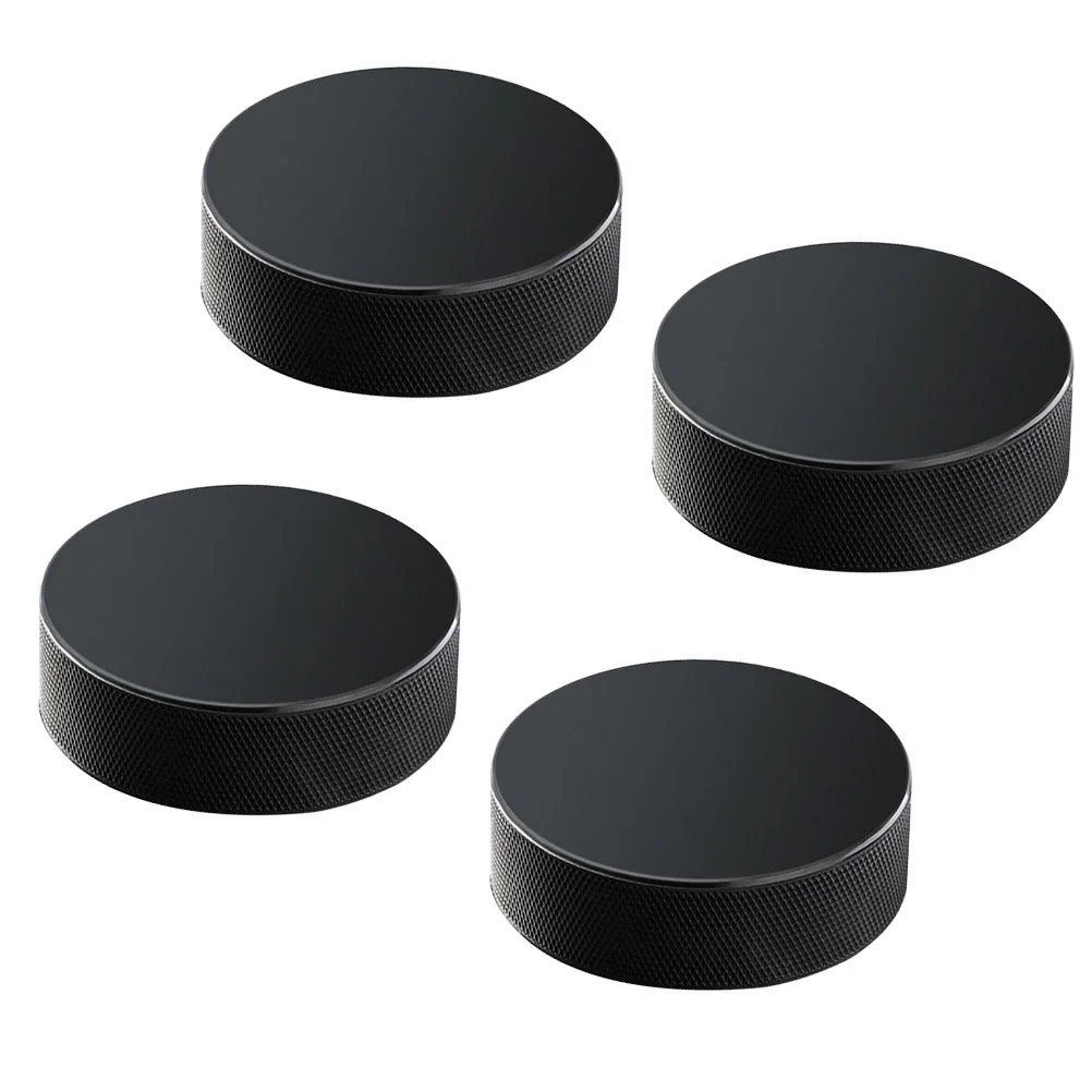 4 Pcs Professional Rubber Ice Hockey Pucks Standard Hockey Balls Sports Supplies for Practice Training Game (Black)