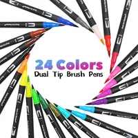 12-120 colors Dual Tip Watercolor Brush Pen Kids Adults Artist Fine Point Coloring Markers Art Supplies for Artist Painters 2