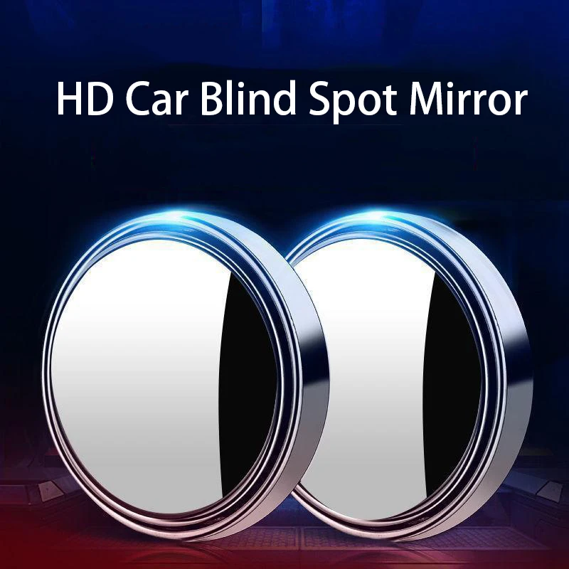 

2Pcs 360 Degree Adjustable Car Round Frame Convex Blind Spot Mirror Wide-angle Clear Rearview Auxiliary Mirror Driving Safety