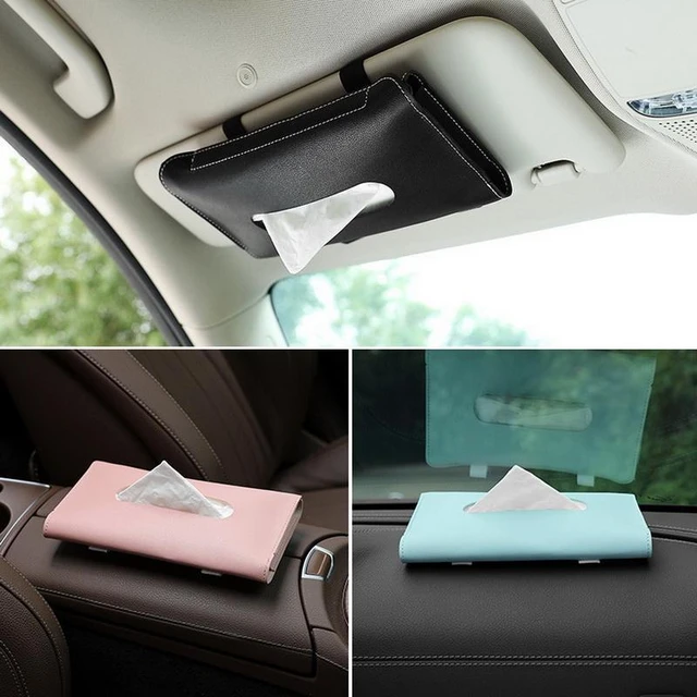 Car Tissue Box Luxury Leather Tissue Holder Car Sun Visor Tissue