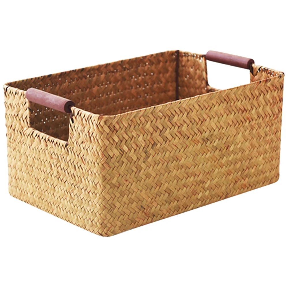 

Sundry Basket Toy Storage Bins Rattan Desktop Container Seaweed Home Supplies Woven Hamper