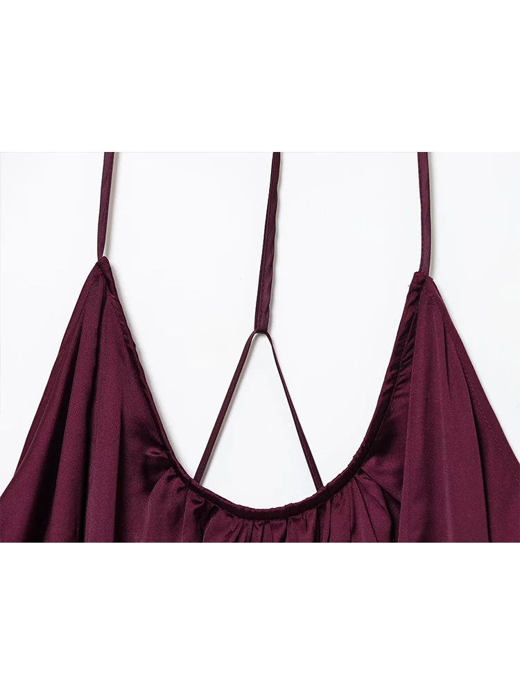 TFMLN Backless Sling Maxi Dress For Women Casual Loose  V-neck High Street Open Back Dress 2025 Summer Lady Vacation Robes