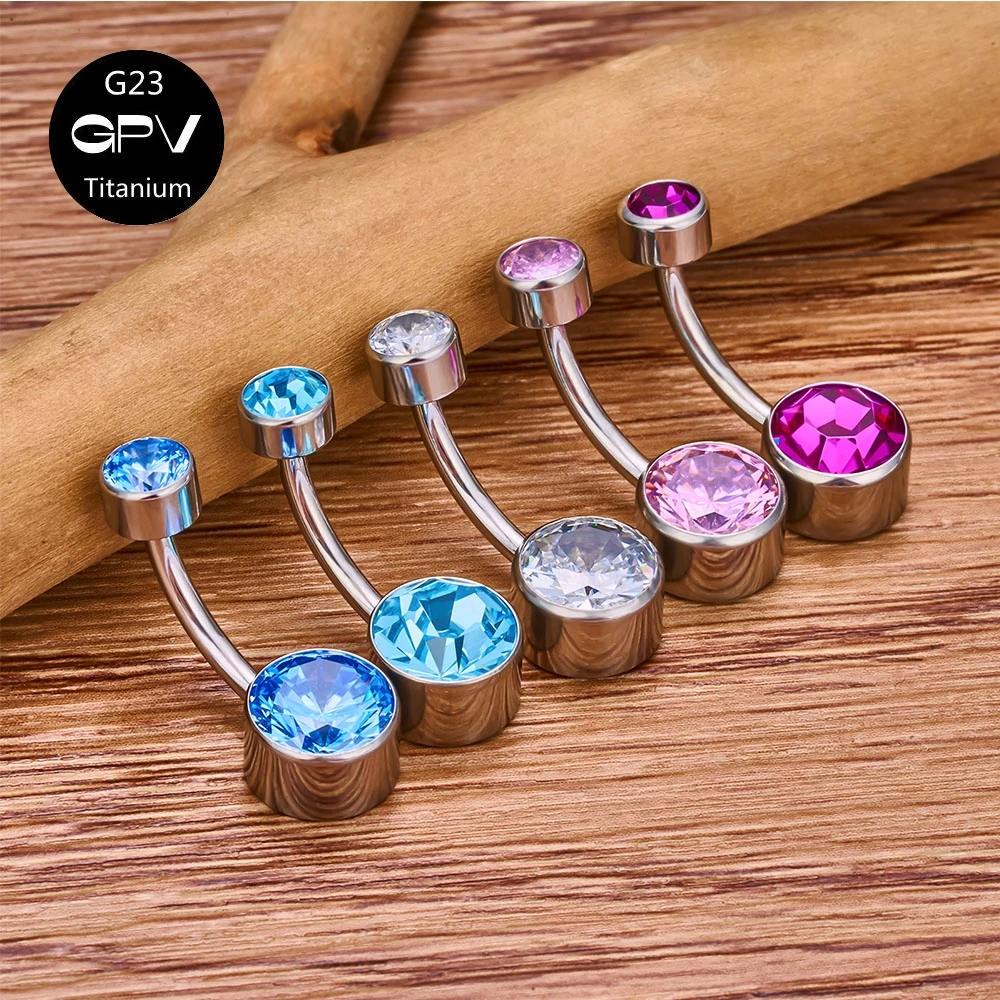 1PCS G23 Titan Nabel Nagel Einfache Basis 8mm Zirkon Und Opal Flachen Boden Innen Gewinde Piercing schmuck frauen Nabel Ring – Detail 1
