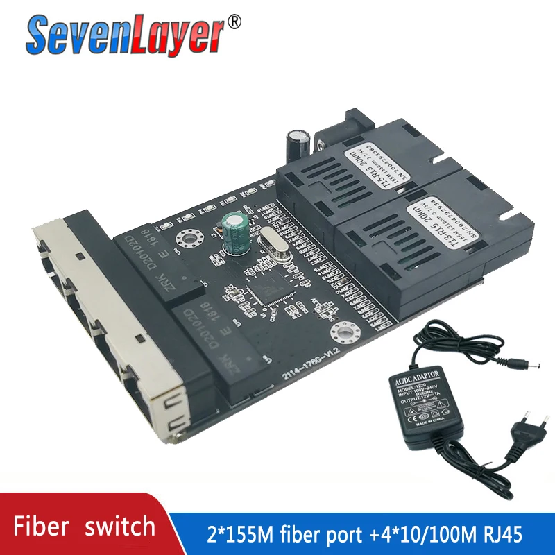 Ethernet switch  Fiber Optical Media Converter Single Mode 4 RJ45 and 2 SC fiber