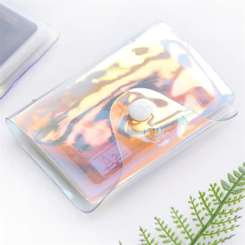 1PC Colorful Short Wallet Transparent Coin Purse Women Wallet Laser PVC Card Clear Short Purse Laser Holographic Women Clear