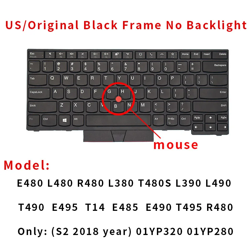 Eua Russo do Teclado do Portátil para Lenovo Thinkpad E480 L480 L380 T480s L390 L490 T490 E495 s2 T14 E485 E490 T495 R480 01yp320 - Imagem 2