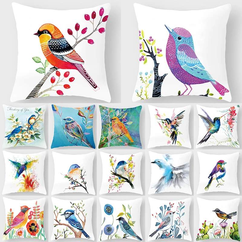 

Bird Flower Animal Cushion Pillow Cover Sofa Decorative