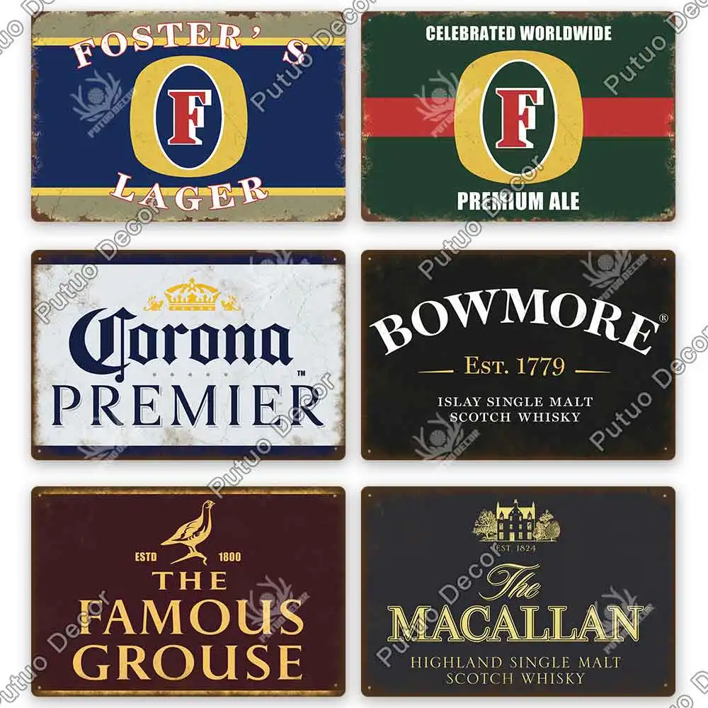 Putuo Decor Beer Vintage Tin Sign Metal Sign Decorative Plaque Retro Plate Wall Decor Bar Pub Club Man Cave Beer Poster metal wall signs metal signs metal wall art beer posters