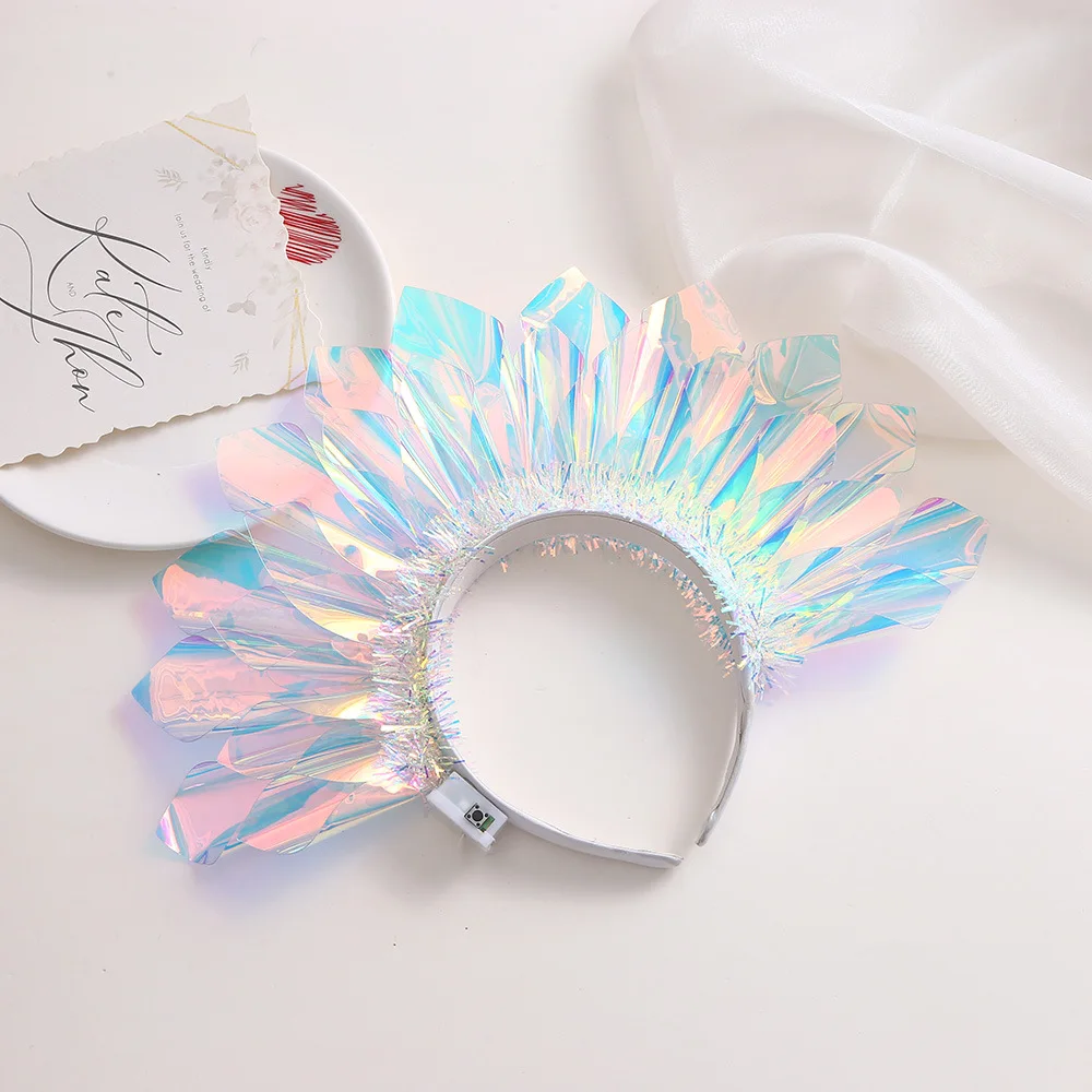 LED Glowing Crown Headband - Luminous Party Headdress for Nightclub Cosplay