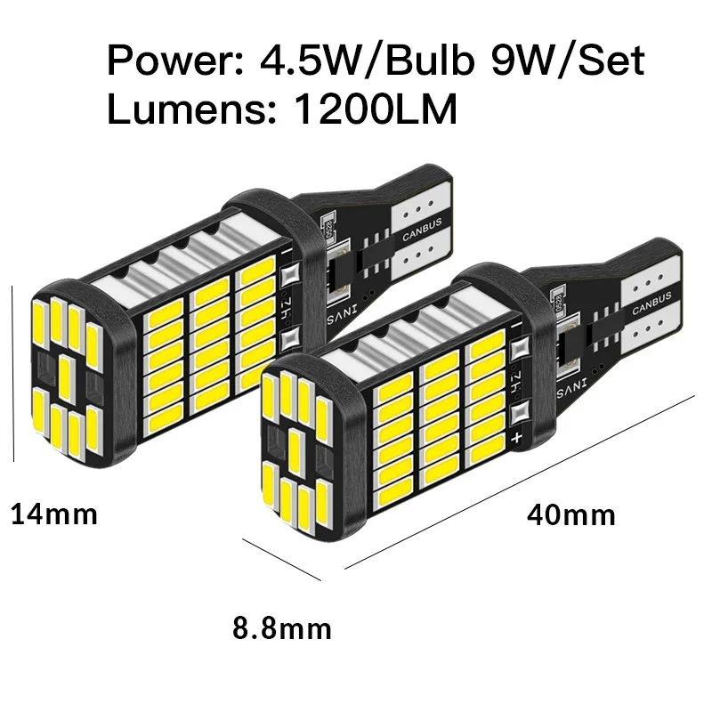 

6PCS T15 W16W 921 912 T16 T10 902 LED Bulbs High Power 4014SMD Super Bright 1200LM Replace for Car Reversing Light White