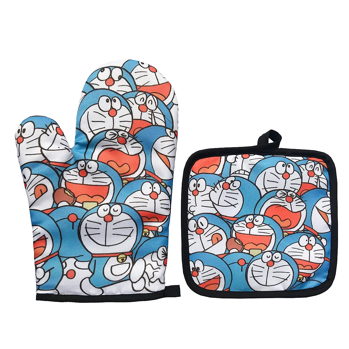 Cartoon Animal Gloves Blue Oven Mitts Baking Anti-Hot Gloves Pad Oven Microwave Insulation Mat Kitchen Cooking Tools Accessories