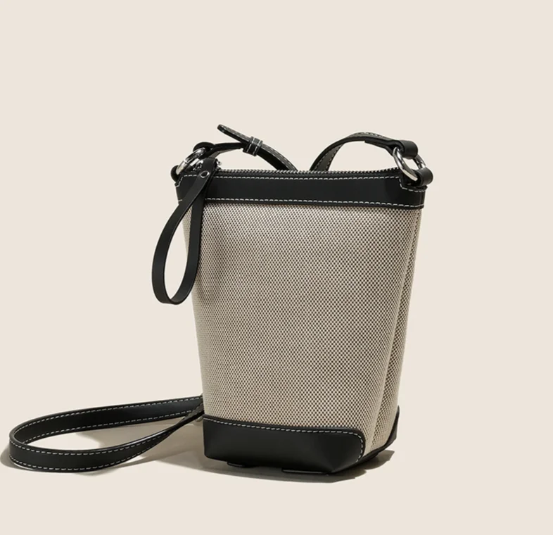 Dames crossbody tas van echt leer en canvas voor de zomer_voghion.com